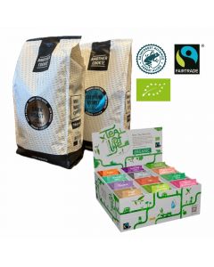 BIO Proefpakket 2 x 750 g. bonen & 12 x 10 smaken Thee